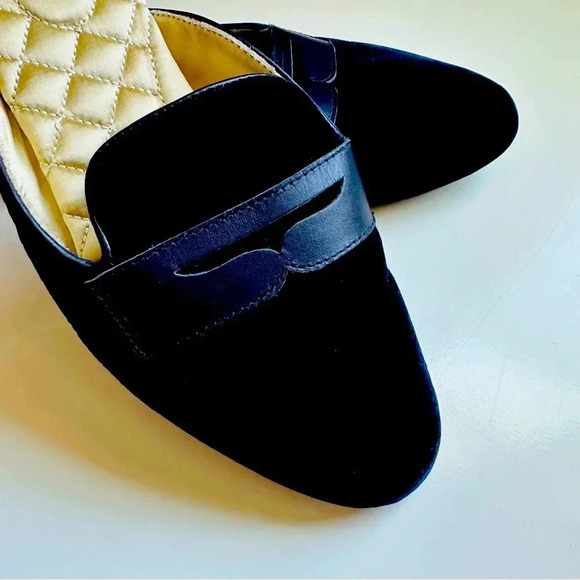 Birdies Navy The Phoebe Velvet Mule Slides - Picture 7 of 8